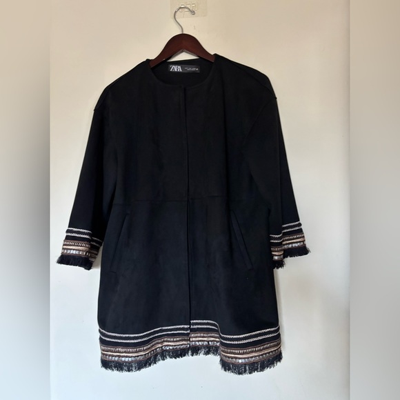 Zara Combination Faux Suede Jacket - Picture 1 of 5